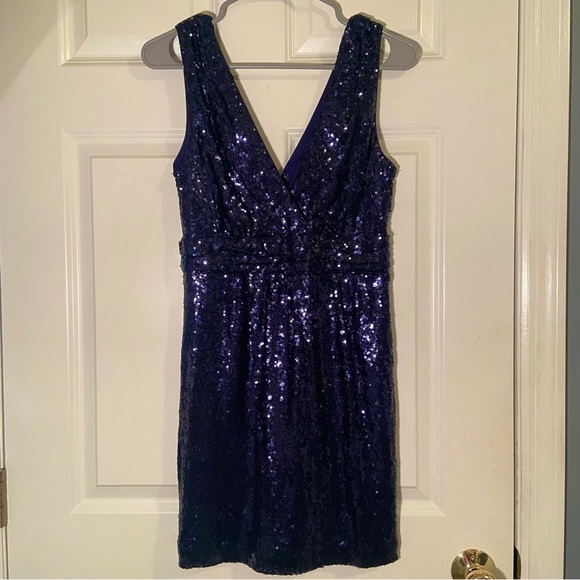 In the Spotlight Navy Blue Sequin Bodycon Dress - Picture 5 of 10